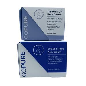 NEW Lot Of 2 GoPure Tighten & Lift Neck Cream + Sculpt & Tone Arm Cream NIB